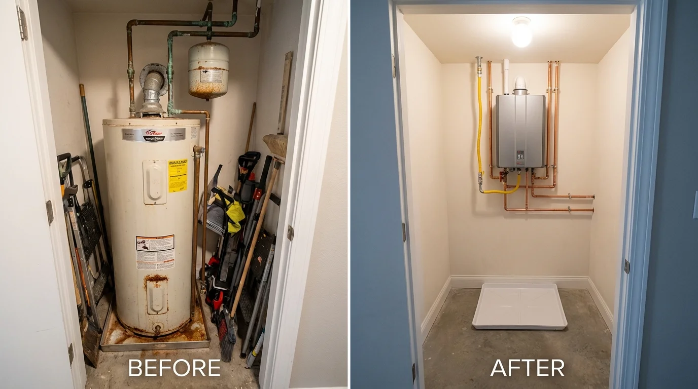 Tank water heater versus wall-mounted tankless unit comparison for Oak Park, MI homeowners